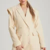 Stone Power Shoulder Blazer Dress