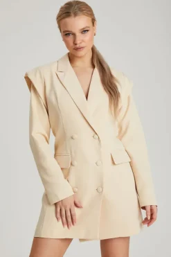 Stone Power Shoulder Blazer Dress