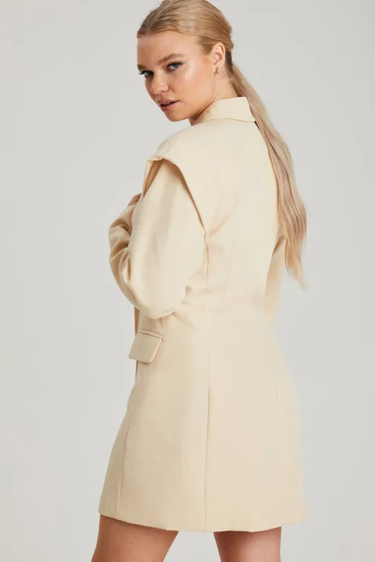 Stone Power Shoulder Blazer Dress