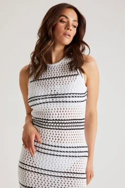 Stripe Pointelle Midaxi Dress