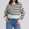 Stripe Zip Ribbed Cardigan