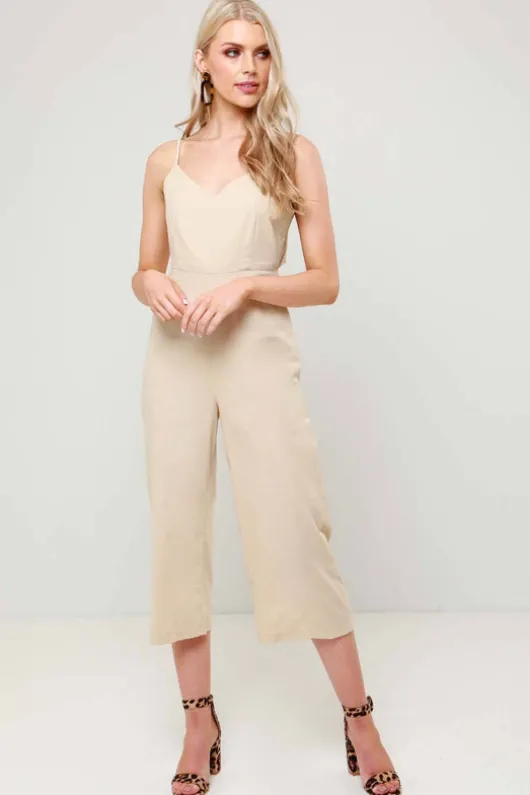 Sunny Stone Tie Back Wide Leg Cropped Jumpsuit