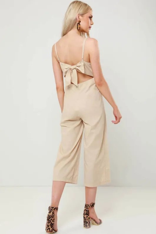 Sunny Stone Tie Back Wide Leg Cropped Jumpsuit