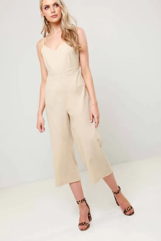 Sunny Stone Tie Back Wide Leg Cropped Jumpsuit