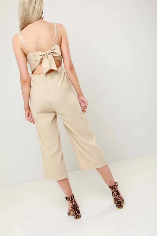 Sunny Stone Tie Back Wide Leg Cropped Jumpsuit