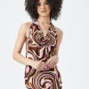 Swirl Halter Cowl Neck Dress