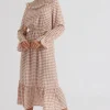 Tabitha Check Sheered Neck Dress