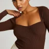 Tall Chocolate Square Neck Sweetheart Top