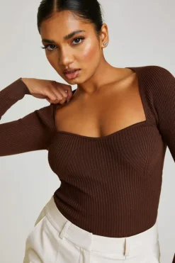 Tall Chocolate Square Neck Sweetheart Top