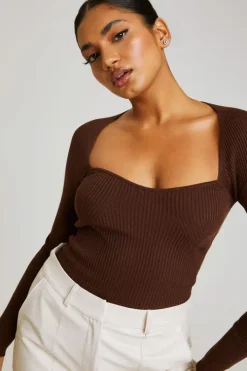 Tall Chocolate Square Neck Sweetheart Top