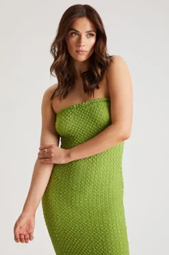Textured Bandeau Midi Dress