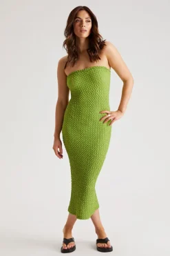 Textured Bandeau Midi Dress