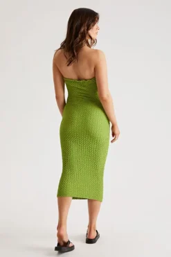Textured Bandeau Midi Dress