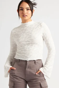 Textured Flared Sleeve Top