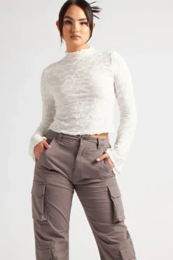 Textured Flared Sleeve Top