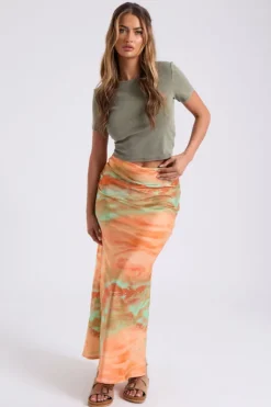 Tie Dye Bias Cut Maxi Skirt
