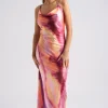 Tie Dye Cross Back Slip Dress