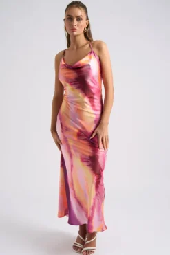 Tie Dye Cross Back Slip Dress