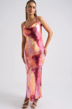 Tie Dye Cross Back Slip Dress