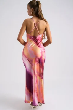 Tie Dye Cross Back Slip Dress