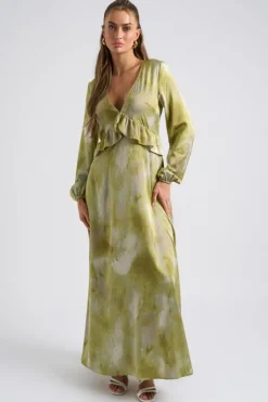 Tie Dye Ruffle Seam Smock Dress