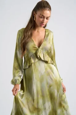 Tie Dye Ruffle Seam Smock Dress