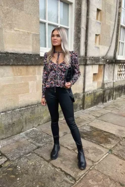 Tulip Tie Front Cut Out Blouse