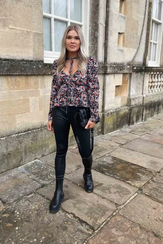 Tulip Tie Front Cut Out Blouse