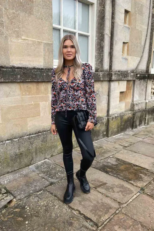 Tulip Tie Front Cut Out Blouse