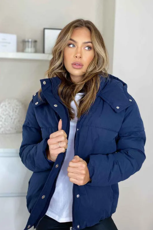 Veneto Waisted Navy Puffer Jacket