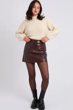 Washed PU Mini Skirt