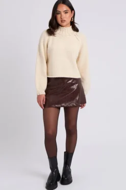 Washed PU Mini Skirt