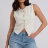 White Button Front Vest