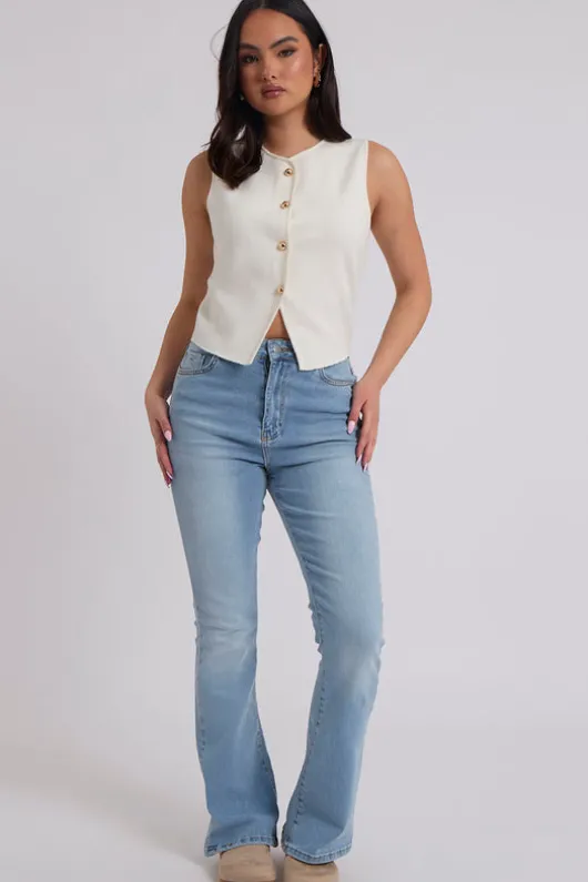 White Button Front Vest