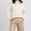 White Cable Roll Neck Jumper