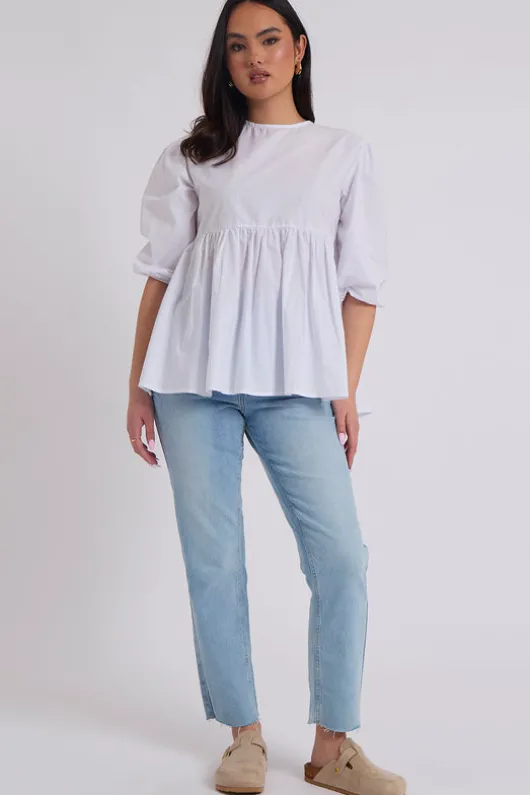 White Oversized Smock Top
