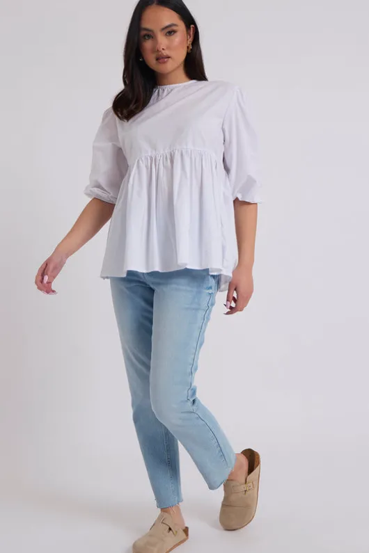 White Oversized Smock Top