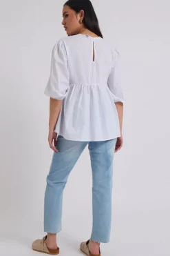 White Oversized Smock Top