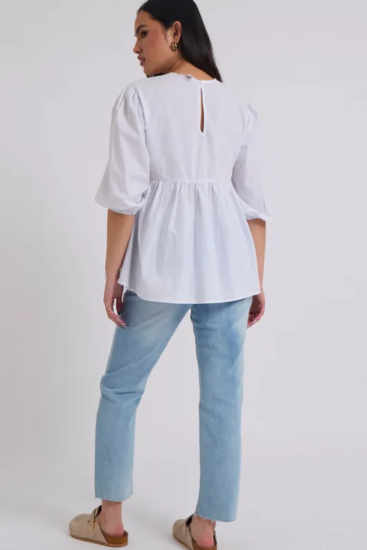 White Oversized Smock Top