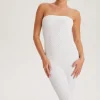 White Textured Bandeau Dress