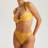 Yellow Textured Ribbed Bikini Bottoms