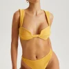 Yellow Textured Ribbed Bikini Top