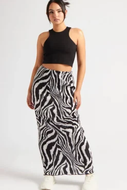 Zebra Plisse Maxi Skirt
