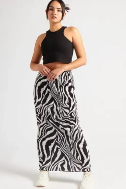 Zebra Plisse Maxi Skirt