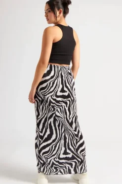 Zebra Plisse Maxi Skirt