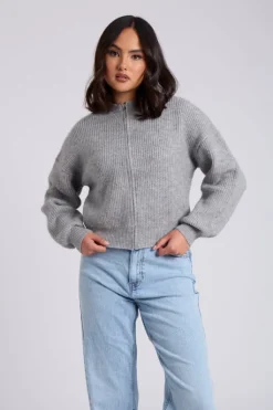 Zip Ribbed Cardigan