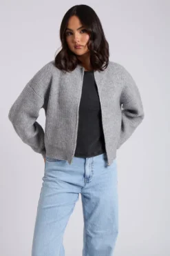 Zip Ribbed Cardigan